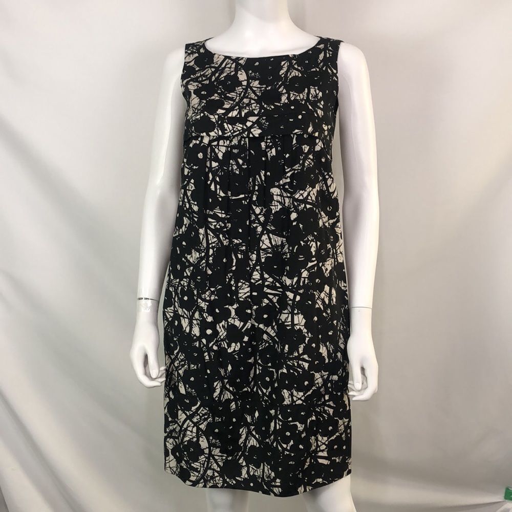 MaxMara Black White Floral Empire Waist Dress
